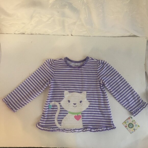 Little Me 3T Poly Sleepwear Purple White Stripe Pajama Top PJ Girls Cat New - Picture 3 of 16